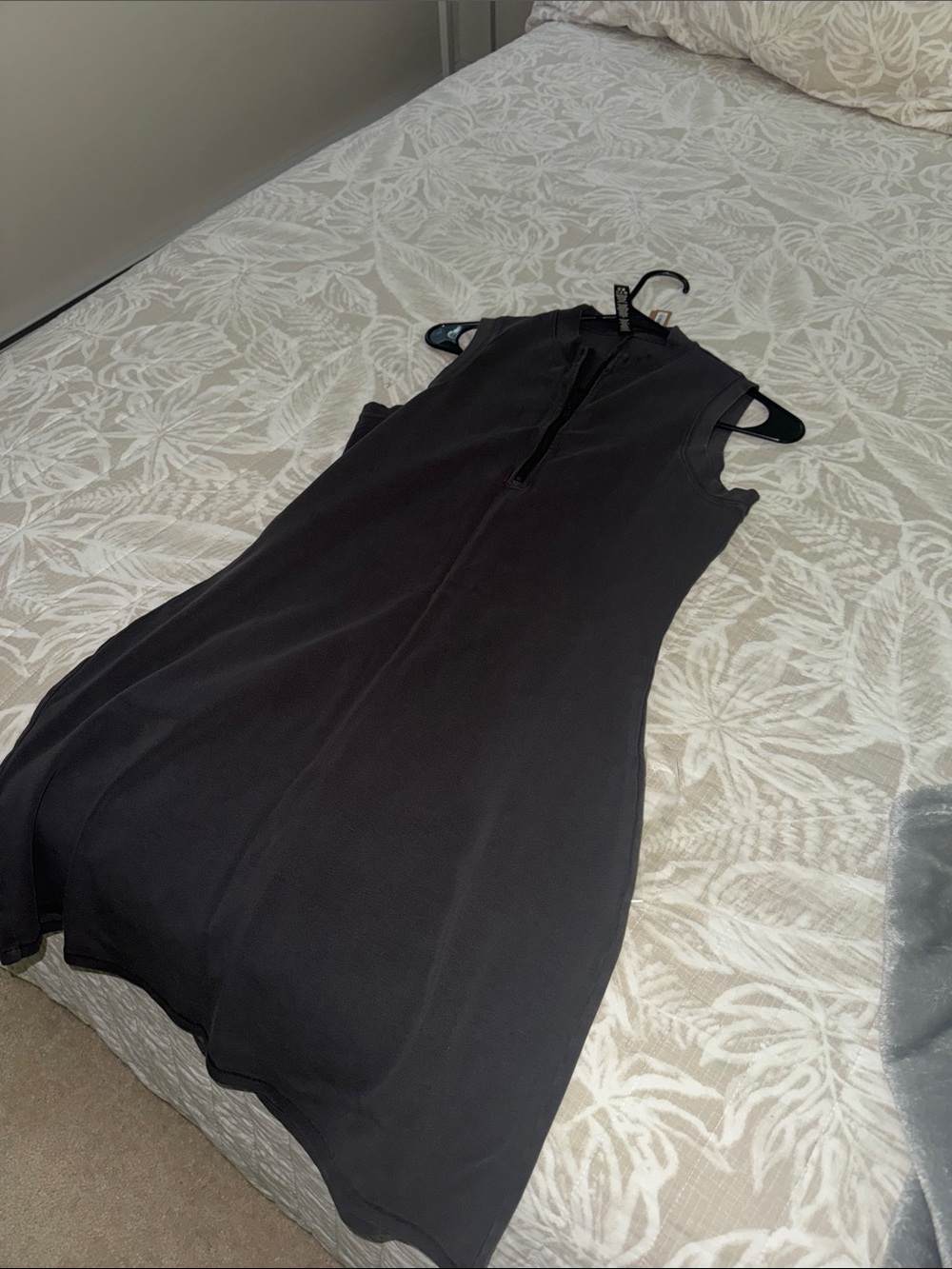 SKIMS Black Sleeveless Mini Dress with Zip Front
